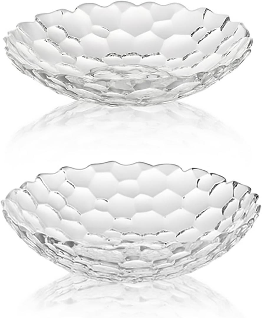 2 Pack Glass Fruit Bowl, Fruit Basket Holder, Crystal Fruit Bowl, Dessert Plate, Decorative Pedestal Bowl, for Table Dcor for Home, Office, Wedding Decor, Fruit, Snack, Dessert (Large, Clear)