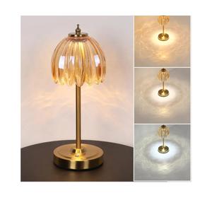 Tulip Table Lamp with 5000mAh Battery & Touch Control, Cordless Table Lamp with 3 Colors, Dimmable Rechargeable Table Lamps for Bedroom, Nightstands, Living Room, Entryways (Amber Tulip)