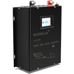 WZRELB 3000W Split Phase Pure Sine Wave Inverter, 48V DC to 120V/240V AC, 4 AC Outlets, Hardwire Terminal, High Efficiency up to 91.6%