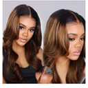 KLAIYI Bye Bye Knots Glueless Wig Ombre Brown Body Wave Pre Cut 7x5 Lace Front Wigs Human Hair Pre Plucked Pre Bleached Pre Everything Wear and Go Wig 12A Highlight Balayage 30S Ready To Go Wig 16Inch
