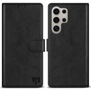 ZZXX for Samsung Galaxy S24 Ultra Wallet Case with [RFID Blocking] Card Slot Stand Strong Magnetic Leather Flip Fold Protective Phone Case for Samsung Galaxy S24 Ultra Case Wallet(Black-6.8 inch)