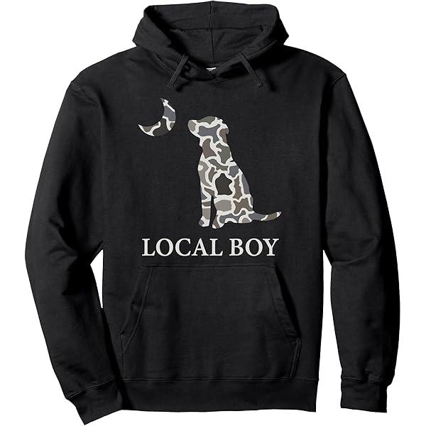 Camo Southern Local Boy Duck Hunting Black Lab Outdoor Men Pullover Hoodie, Medium