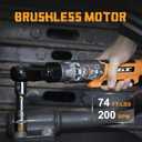 3/8" Cordless Ratchet Wrench, Compatible with DEWALT 20V MAX Battery, 74Ft-Lbs Power Electric Ratchet Tool Kit, 1/2" & 1/4" Adapters, 3" Extension Bar (Tool Only)