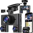 Dash Cam 360, Dash Camera for Cars Front and Rear Inside, 4 Channel 4K/2K FHD Mini Dashcam, Built-In WiFi, GPS,with 64GB Card, Voice Control, WDR,HDR,Night Vision, 24/7 Parking Mode(Upgraded Version)