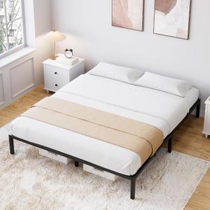 IDEALHOUSE 12 Inch Full Bed Frame No Box Spring Needed, Heavy Duty Metal Platform Bed Frame Full Size for Bedroom Easy Assembly, Noise Free, Black, Full