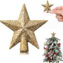 Mini Christmas Tree Topper Small Star Treetop for Christmas Tree Star Ornaments Decorative for Home Xmas Holiday Party(2.36 Inch, Glitter Gold)