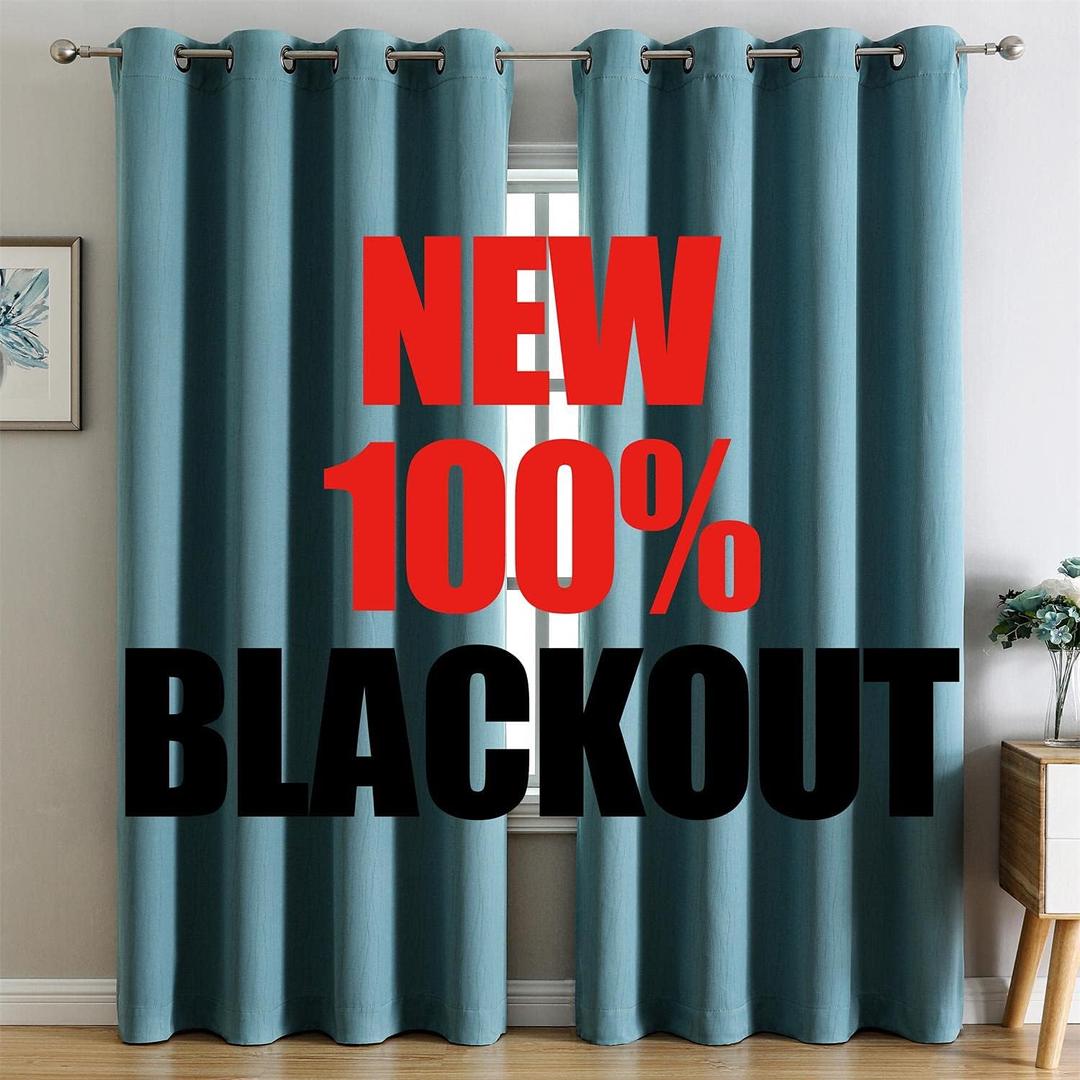 G2000 100% Blackout Curtains for Bedroom & Living Room - 95 Inch Long Teal Grommet Curtains, Room Darkening, Thermal Lined, Insulated, Light Blocking, Noise Reducing - 2 Panel Set