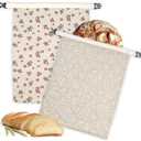 2 Pack Beeswax Bread Bags for Homemade Bread with Zipper, Large 13x17'' Reusable Beeswax Sourdough Bread Storage Bag, Keep Loaves Fresh Longer, Freezer Safe & Airtight, Natural, Zero Waste