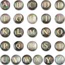 PH PandaHall 26PCS Alphabet A-Z Shell Beads, 8mm Freshwater Seashell Beads Flat Round Beads with Golden Letter Loose Beads for Boho DIY Necklace Bracelet Earring Jewelry Making Craft