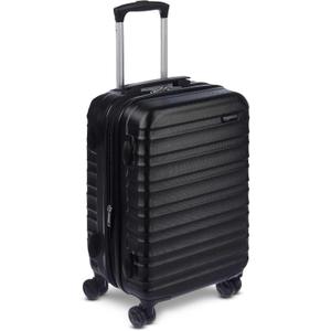 Amazon Basics 21" Hardside Carry-On Luggage with Spinner Wheels, Expandable for Up to 25% More Space, Scratch-Resistant Hard Shell, Telescoping Handle, Black