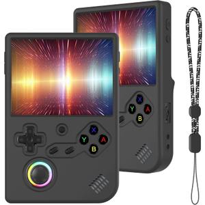 Silicone Case Compatible with Anbernic RG40XX V Handheld Game Console, Anti-Scratch, Washable, Shockproof Silicone Protective Cover for RG40XX V with Lanyard - Black