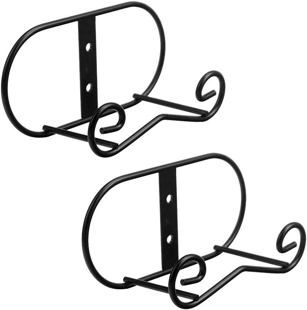 LIONWEI LIONWELI Wall Mount Plate Display Stands - 2 Pack Black Iron Easel Holders - Vertical Wall Hangers for Decorative Plates, Picture Frames, Art (Medium)