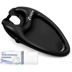 Inflatable Shampoo Basin - Portable Shampoo Bowl, Hair Washing Basin for Bedridden, Disabled,Injured, Hair Wash Tub for Dreadlocks and at Home Sink Washing (Black, Large)