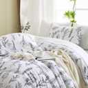 MUXHOMO Duvet Cover King Size, Reversible Floral White Duvet Cover Set with Zipper Closure, 3 Pieces Botanical Patterns Soft Microfiber Bedding Set (90"x104", 2 Pillow Cases 20"36")