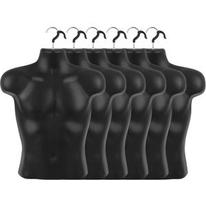 Lallisa 6 Pack Male Mannequin Torso Dress Form Halloween T Shirt Display Half Mannequin Body Rounded Waist Hollow Back Body with Hanging Hook for Clothes Display Shows Photos or Design Sewing