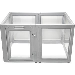 Front Row Clear Plastic Dog Playpen - 6-Panel, 30-inch Height, Durable Indoor/Outdoor Pet Fence, Easy Assembly, Foldable, Perfect for Small to Medium Dogs and Puppies (Ash Gray, 30", 2)
