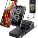 Gifts for Men Women, Bluetooth Speaker with Wireless Charging Phone Stand, HD Surround Sound Speaker, Cool Gadget Gifts for Men Women Dad Mom Birthday (Black)