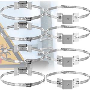 4 Set Sign Mounting Brackets for Larger Poles, Adjustable Street Sign Mounting Hardware with Pole Clamps, Pole Mounting Kit for Water Heater Expansion Tank,Security Camera,Solar Light Panel 4 Set Sign Mounting Brackets for Larger Poles, Adjustable Street Sign Mounting Hardware with Pole Clamps, Pole Mounting Kit for Water Heater Expansion Tank,Security Camera,Solar Light Panel