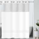 Hookless It's A Snap! Escape 3-in-1 Shower Curtain With Sheer Top Window, Flex-On Rings & Fabric Liner, 71" x 74", White
