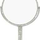 Bling Rhinestone Portable Magnified Double Sided Swivel Makeup Vanity Mirror, 360°Rotate Makeup Mirror Round Shaped Two-Sided Makeup Mirror (Silver)