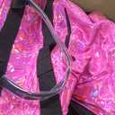 Reusable Grocery Bag with Wheels (Large, Glitter Pink), Shopping Trolley with 8 Pockets and Zipper Cover Foldable Rolling Tote for Women, Kitchen, Travel, Carries Up to 76LBS