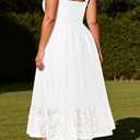 Plus Size Summer Dress - Sun Boho Beach Casual Floral Spaghetti Strap Sleeveless Long Maxi Dresses (White, M)