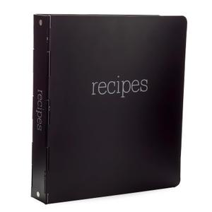 AuldHome Design Farmhouse Cookbook Recipe Binder (Black); Rustic Enamelware Style Metal 3-Ring Binder for Family Recipes, Custom Cookbooks and More