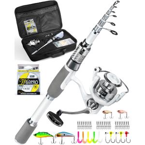 Ghosthorn Fishing Rod and Reel Combo Carbon Fiber Telescopic Fishing Pole Carrier Bag Portable Kit Saltwater Freshwater (Fishing Rod&Reel Combo with Bag, 1.8m 6ft)
