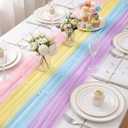 4 Pcs Pastel Table Runners 29 x 71 Inch Colorful Tulle Table Runner Macaron Rainbow Color Seasonal Decorations for Spring Summer Holiday Birthday Wedding Party Baby Shower
