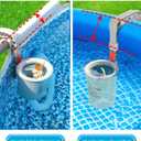 Above Ground Pool Skimmer with 5 Skimmer Socks, Wall Mount Surface Skimmer with Hose & Basket, Compatible with Intex Pools, Adjustable Floating Filter, Automatically Removes Leaves & Debris