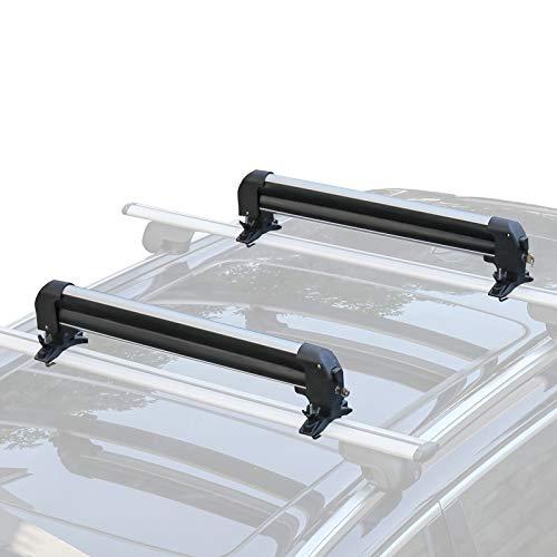 Leader Accessories Car Ski Snowboard Roof Racks, Fits Up to 6 Pairs of Skis or 4 Snowboards, 2 PCS Universal Ski Roof Rack Carriers Snowboard Top Holder, Lockable Fit Most Vehicles Equipped Cross Bars