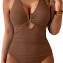 Eomenie Womens One Piece Swimsuit Tummy Control Cutout Bathing Suit Supportive for Large Bust Long Torso Bathing Suit, L
