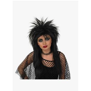 fun shack 80s Rocker Wig for Women, Spiked Mullet Wig, Punk Rocker Hair, Spiky Black Rockstar Wig, Party Costume Accessory, One Size