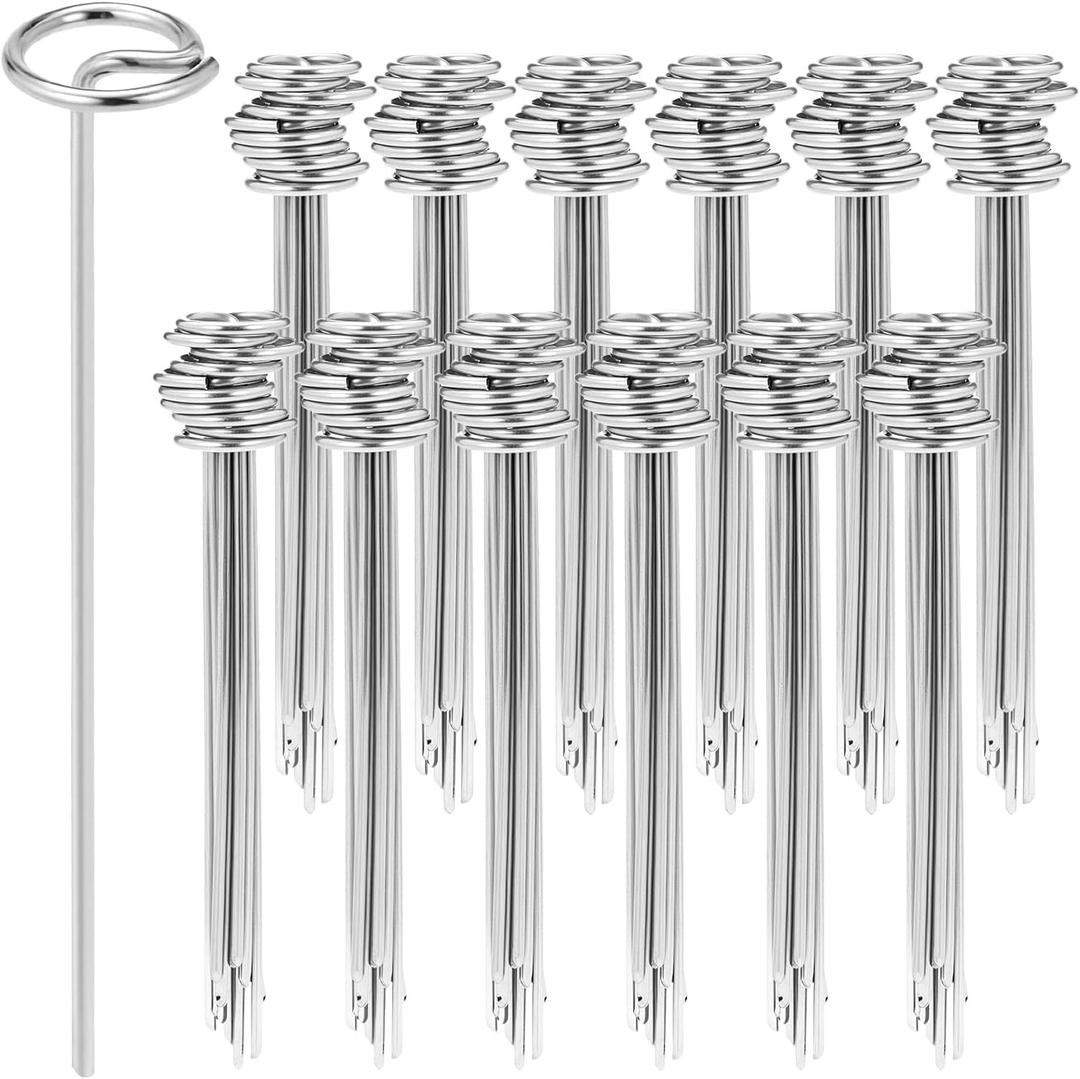 QWORK Landscape Staples, 120 Pcs 6 Inch Garden Stakes, 8 Gauge Spikes Pins, Galvanized Steel Landscape Fabric Stakes