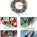 DN DECONATION 20 Inch Lighted Chirstmas Wreaths for Front Door, Artificial Winter Wreath with Lights, Eucalyptus Berry Wreath with Pine Cones for Indoor Outdoor Xmas Wreaths Home Decor