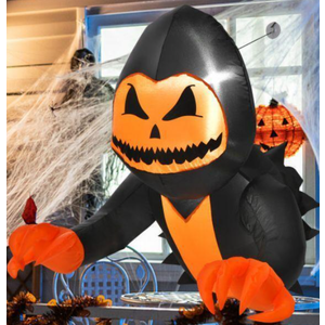 3.3 ft. Pumpkin Head Ghost Broke Out from Window Halloween Decoration