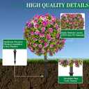 25" Artificial Boxwood Topiary Ball Trees with Purple Daisy, Fake Mums Plants with Ground SpikeSet of 2 UV Resistant Faux Bushes, Fake Shrubs for Garden, Patio, Porch, Yard, Indoor