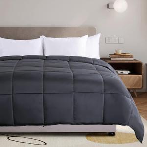 NEXHOME PRO Cooling Lightweight Comforter Queen, Organic Viscose from Bamboo Duvet Insert,Summer Bedding Blanket Cool for Hot Sleepers,8 Corner Tabs Dark Grey(90"x 90")