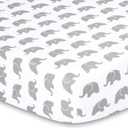 The Peanutshell 3 Piece Baby Crib Bedding Set for Boys & Girls - Newborn, Infant & Toddler Nursery Bed Set Decor with Fitted Crib Sheet, Dust Ruffle Comforter - Elephant Walk