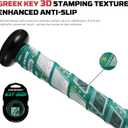 3 x 1.1mm Bat Grip Tape, Greek Key Double-Stamping Textured, Baseball & Softball Bat Tape for All-Weather Performance, Non-Slip, Precut for Easy Install (Green)