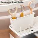 Sponge Holder for Kitchen Sink,Sink Caddy Organizer with Removable Brush Holder,Kitchen Countertop Soap Dispenser Storage with Detachable Towel Rack,White