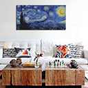 Starry Night by Vincent Van Gogh Classic Wall Art Reproduction Print On Canvas Framed for Home Decor 20" x 40"
