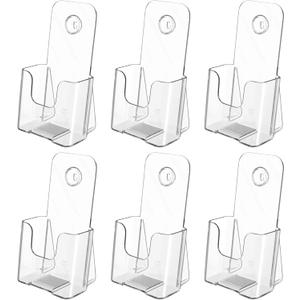 MaxGear 6 Pack Acrylic Brochure Holder, Trifold 4 inches Wide Plastic Literature Holder For Pamphlets, Flyers, Rack Cards, Wall Mount Clear Countertop Organizer Display Stand, Office or Home Use