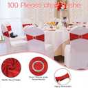 WJWHQ 100PCS Spandex Stretch Chair Sashes Bows Elastic Chair Cover Bands Ties with Buckle Slider for Wedding Party Reception Events Universal Ceremony Banquet Decorations(Red)
