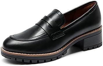 DREAM PAIRS Women's Platform Chunky Heeled Loafers, Womens Business Casual Shoes Size 7.5