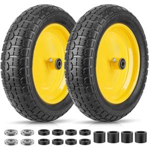 TICONN 4.80/4.00-8 Tire, 16" Flat Free Wheelbarrow Tire and Wheel