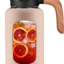 84 oz/2.5 Liter Glass Pitcher with Lid and Handle, Glass Carafe/Jug for Hot/Cold Water, Large Iced Tea Pitcher for Coffee, Juice and Homemade Beverage (Amber)