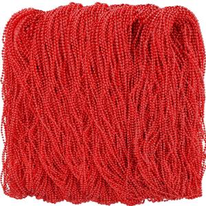 Janmercy 210 Pcs Bead Necklace, Red Christmas Bead Stuff Party Favors, 31.5 Inch 4 mm Beaded Necklace Red Round Metallic Bead Necklace for Christmas Celebrations Decorations