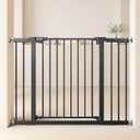 29.5-46" Extra Wide Baby Gate for Stairs, Dog Gate for Doorways, Walk Thru Auto Close Metal Pet Gate for The House, Stairs and Doorways Child Gate Pressure Mounted Safety Gate Indoor - Black