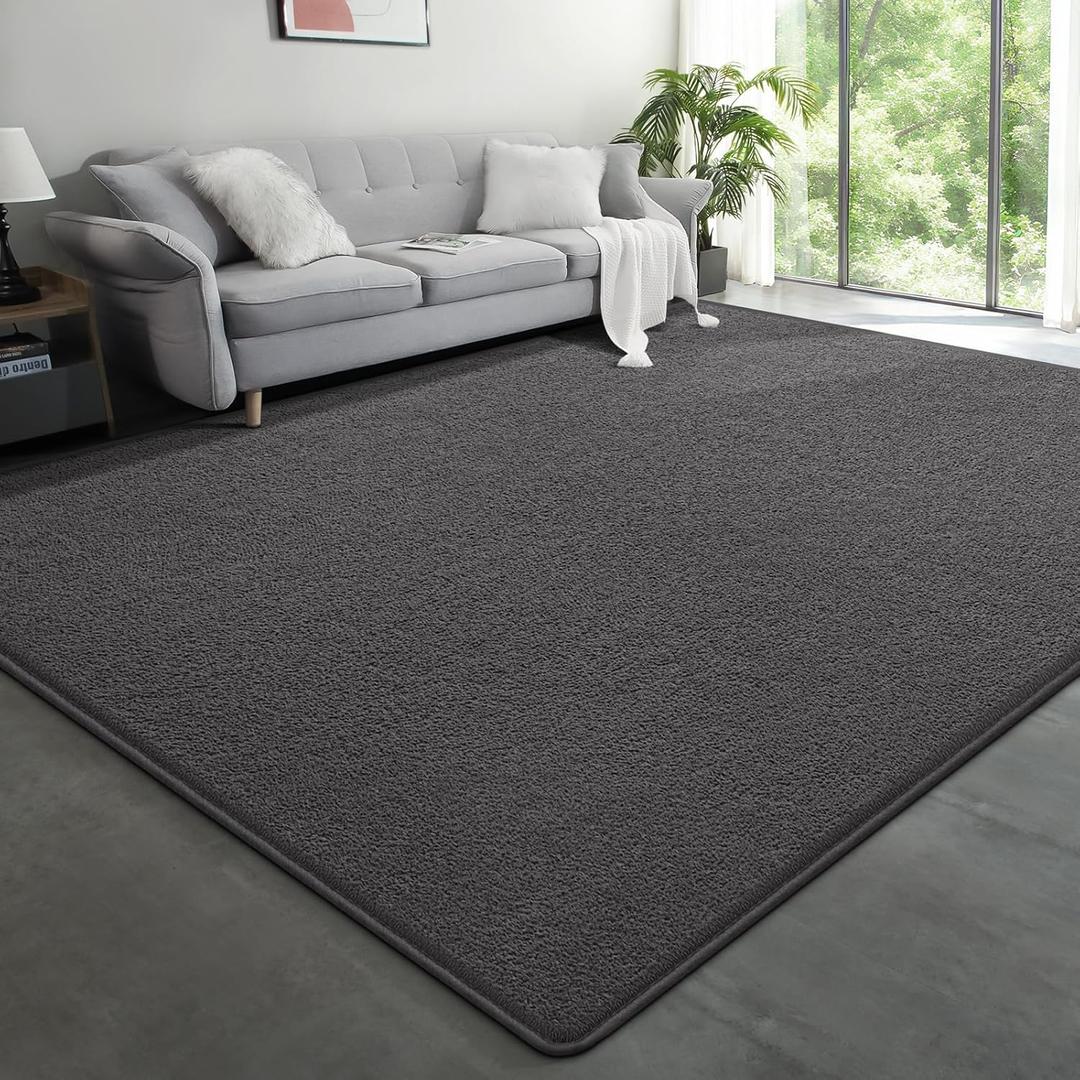 Large Modern Area Rugs for Living Room Bedroom, 6x9 Feet Dark Grey Ultra Soft Solid Thickened Memory Foam Indoor Minimalist Carpets, Non-Slip Comfy Rugs for Boys Girls Nursery Kids Room Home Dcor